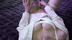 i gently rub my clitoris and slide dildo into my wet shaved pussy