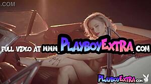 Hey check out petite teen 18+ blondie Polina stripping to show her shaved pussy in vintage car