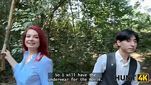 Redhead Whore Cheats on Boyfriend with Public Pov Pickup for Natural Tits Play and Shaved Pussy Sex