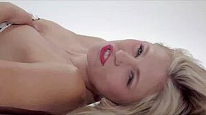 I watched blondes Anna Lovato and Michelle Thorne enjoy a glamorous lingerie toy session with heels and shaved pussies
