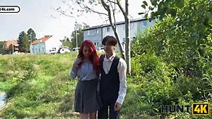 Redhead Whore Cheats on Boyfriend with Public Pov Pickup for Natural Tits Play and Shaved Pussy Sex