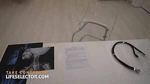 Naughty nurses Eveline Dellai and Shalina Devine bent over for pov cock in hospital