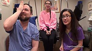 Girl Journalist Kitty Catherine Gets Interrupted In Backstage Behind The Scenes With Big Tits Brunette Nurse In Latex Gloves And Handcuffs Vibrator Action