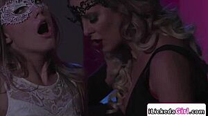 Petite blonde moans loudly while getting facesitted by her lesbian sugarmom in ecstasy!