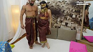 Arab mature lady with big ass and hairy pussy gives blowjob then gets fucked quickie style