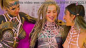 Oh Wow! Three Tattooed Girls and Two Guys in BBC White Cock Orgy Chaos