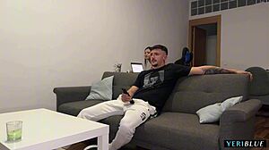 Brunette latina invites friend home for quick rough ass fucking session