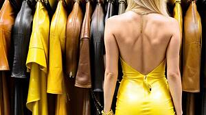 Shopping afternoon turns into illustrated leather porn dream with blonde in dress and skirt upskirt flashes outdoors!