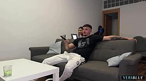 Brunette latina invites friend home for quick rough ass fucking session