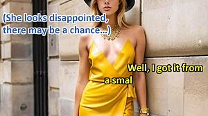 Shopping afternoon turns into illustrated leather porn dream with blonde in dress and skirt upskirt flashes outdoors!