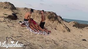 lost on the beach we got naked for a wild teen ménage