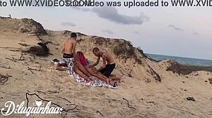 lost on the beach we got naked for a wild teen ménage