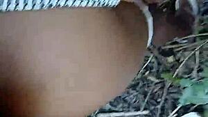 Watch Her Get Totally Destroyed In The Bushes By That Massive Ebony Cock!