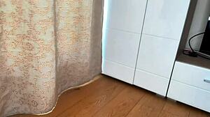 Athletic Stepmother with Huge Natural Tits Caught Her Stepson's Boner in the Fitness Room During Domination Roleplay. She Delivered a Femdom Handjob with Dirty Talk in Homemade POV Style.