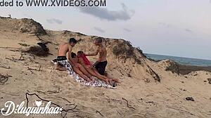 lost on the beach we got naked for a wild teen ménage