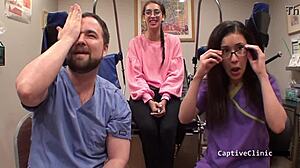 Girl Journalist Kitty Catherine Gets Interrupted In Backstage Behind The Scenes With Big Tits Brunette Nurse In Latex Gloves And Handcuffs Vibrator Action