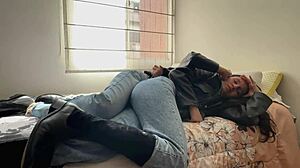 Two Dirty Lesbians Fuck in Leather Jackets and Boots