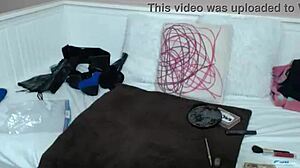 Busty oriental Maxine X in solo dildo fucking with big tits and wet pussy on bed