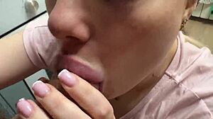 Best Blowjob Ever From Beloved Stepsister With Cum On Face And Licking It Off