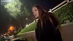 Italian Hot Milf Long Hair Artemisia Love Solo Smoking Session Outdoor With Cigarette In Public Fetish Display