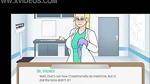 The doctor examines a patient in the hospital cartoon adventure