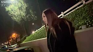Italian Hot Milf Long Hair Artemisia Love Solo Smoking Session Outdoor With Cigarette In Public Fetish Display