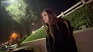 Italian Hot Milf Long Hair Artemisia Love Solo Smoking Session Outdoor With Cigarette In Public Fetish Display