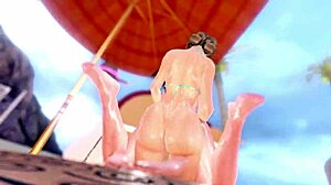 FUTANARI LESBIAN THRILLS! HORNY SHEMALE FUCKS GIRL IN PUSSY AND ANAL WITH CUM IN MOUTH BY POOL!