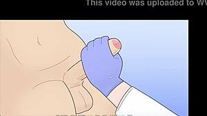 The doctor examines a patient in the hospital cartoon adventure