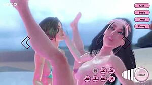 FUTANARI LESBIAN THRILLS! HORNY SHEMALE FUCKS GIRL IN PUSSY AND ANAL WITH CUM IN MOUTH BY POOL!