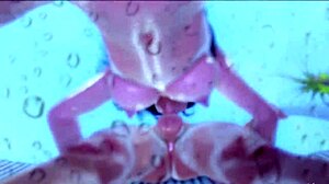 FUTANARI LESBIAN THRILLS! HORNY SHEMALE FUCKS GIRL IN PUSSY AND ANAL WITH CUM IN MOUTH BY POOL!