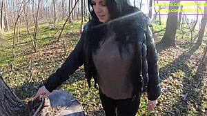 Tight leather pants hide no panties for wet car blowjob. Rough outdoor forest sex follows with steamy nature passion.