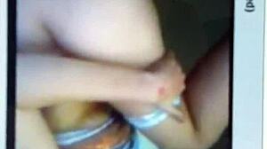 French Slut Fanny Toying on Webcam with Shaved Hairless Brunette Pussy and Bold Beauty Tits