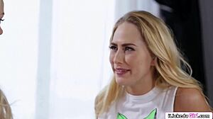 Lesbian Babe Seduces Petite Teen Bff in Lingerie for Pussy Licking and 69 Session