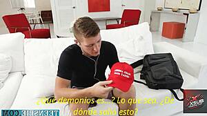 Blonde teen tests her limits with intense cumshot play.