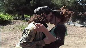 Horny Grunge Couple with Big Tits in Fishnets Does Anal Assfucking Doggystyle on Bed