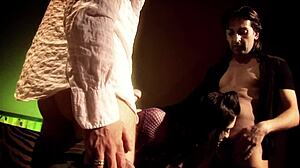 jodi james takes on threesome with anal, deepthroat, and double facial in fishnets and heels