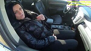 Tight leather pants hide no panties for wet car blowjob. Rough outdoor forest sex follows with steamy nature passion.