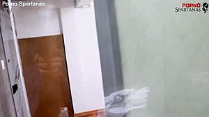 Hey, watch Niki Niquita shake that big ass in the shower after interracial cumshot fun.