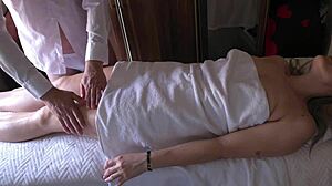 Amateur Wife Gets Surprise Creampie in Pussy from Massage Therapist after Licking and Moaning in Mature Milf Session