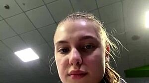 Horny Bbw Teen Feels Intense Emotions With Bouncing Natural Tits In Gym