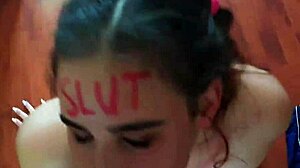 Lipstick slut face fucked! slapped spat on with choking gagging deepthroat