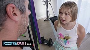 Exxxtra small 18+ - tiny 18+ cute coco lovelock gives big stud a sloppy blowjob during workout