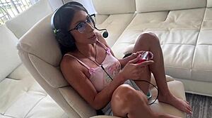 nerdy gamer girl sona bella fucks her step brother in household fantasy with scott stark featuring cowgirl riding and creampie