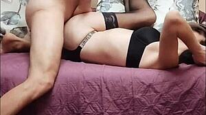 Beautiful Wife Rides Cowgirl in Lingerie with Passion