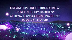 Christina Shine joins a blonde babe for ffm threesome with blowjobs and doggystyle sex.