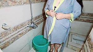 Can you believe this muslim bbw wife got caught naked in bath showing big ass boobs pussy