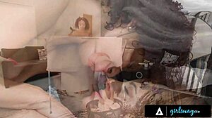 GirlsWay - Petite 18+ Alexis Tae Almost Caught Cheating on Girlfriend With Ebony Lumi Ray in Interracial Lesbian Cunilingus