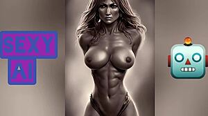 Oh man, check out Jennifer Lopez with those huge tits and big ass in this perfect body AI art tribute, it's wild!