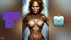 Oh man, check out Jennifer Lopez with those huge tits and big ass in this perfect body AI art tribute, it's wild!